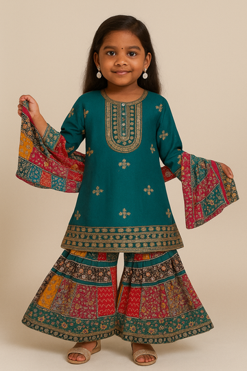 Peacock Green Pakistani gharara