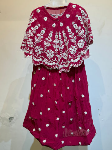 Pink cape top embroidery Choli