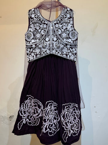 Wine bold flower Embroidered choli