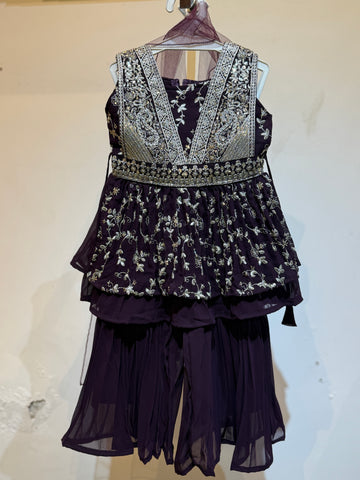Wine Peplum full sequence work work sharara