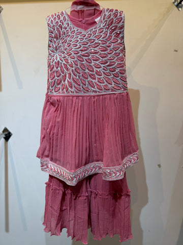 Peacock Feather inspired Designer Sharara In Pink