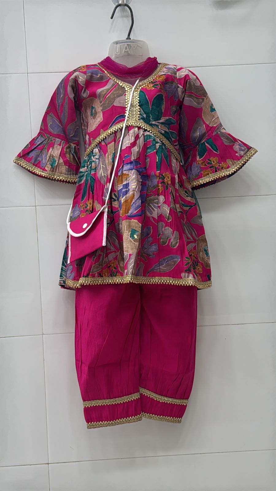 Bright Pink  alia cut cotton sharara harem Pant