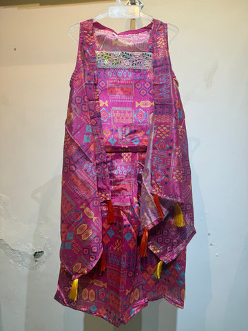 Pink punch sharara with shrug sleeveless