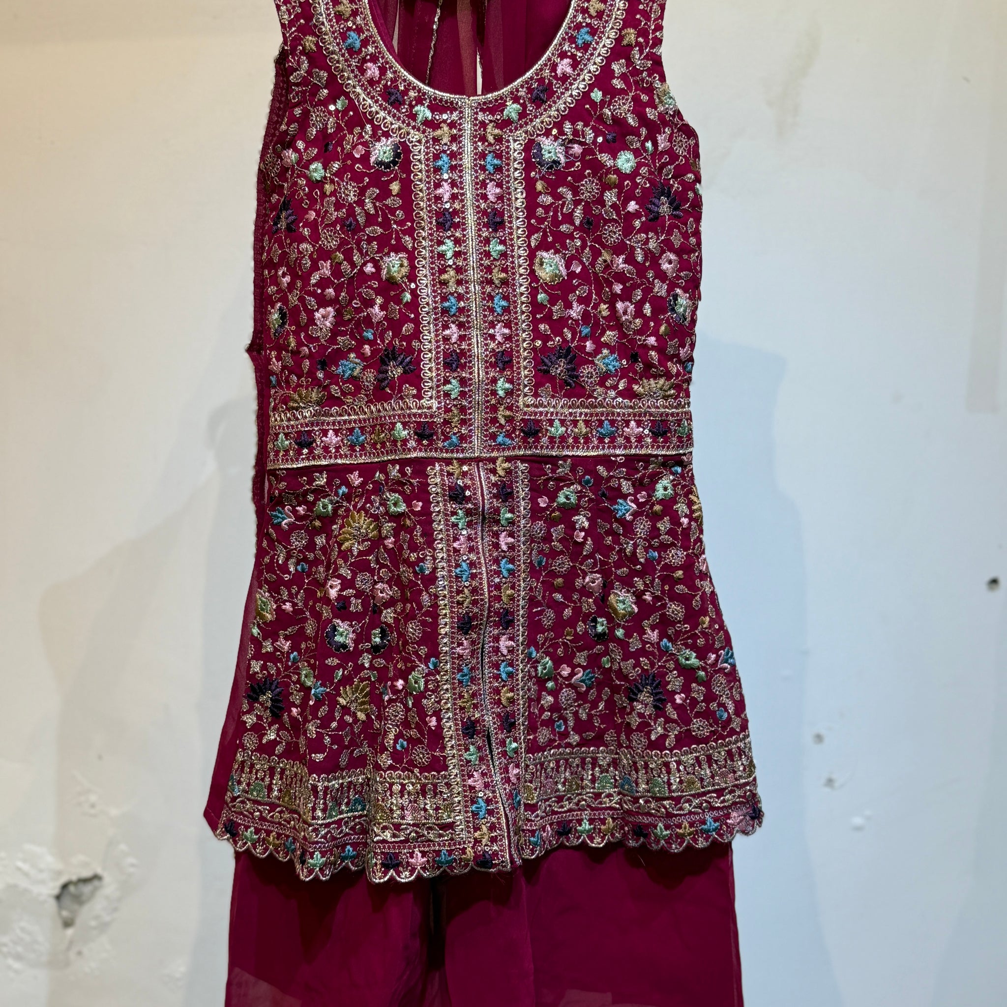 Rani Pink front slit full work premium sharara