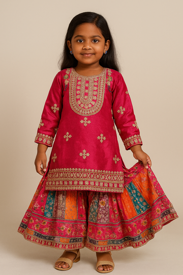 Shocking Pink Pakistani gharara