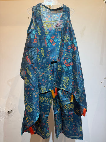 Bondi blue sharara with shrug sleeveless
