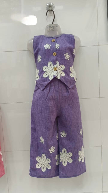 Stylish lavender embroidery co-ard set