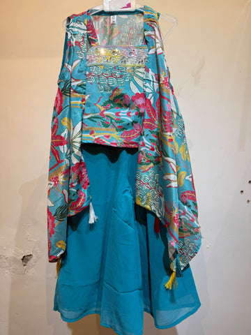 Blue tropical theme flowy shrug