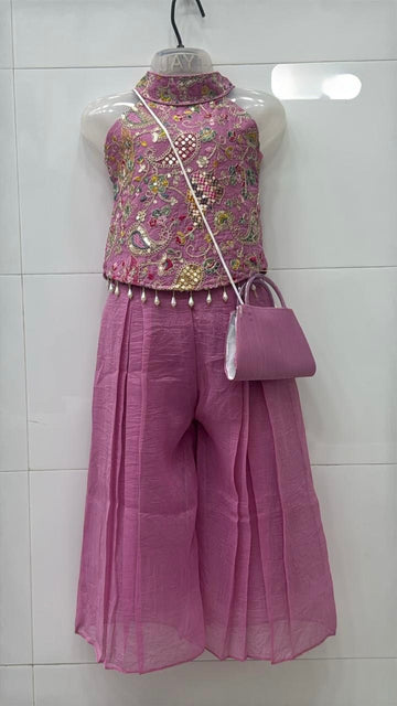 Rouge pink halter neck ethnic palazzo