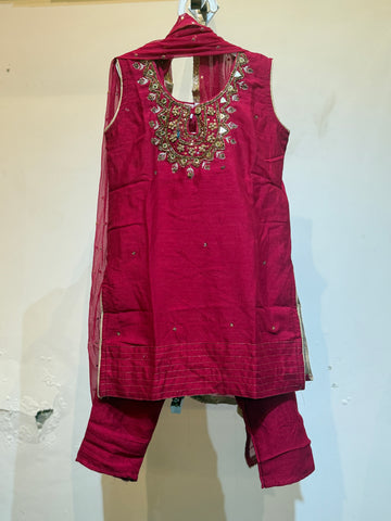 Rani Pink Straight cut kurti set