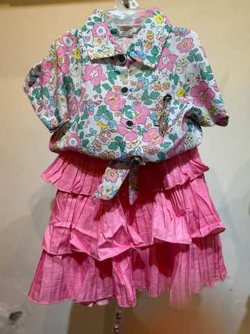 Candy pink floral pattern top and skirt