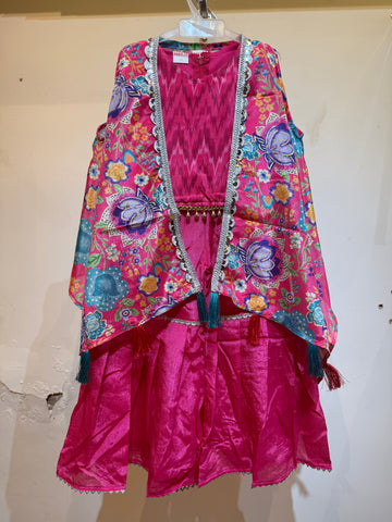 Pink zigzag palazzo set with shrug