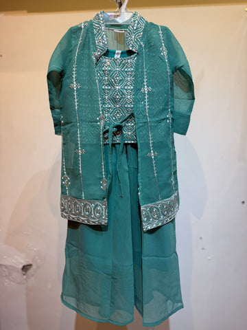 Powder blue diamond palazzo set with shrug