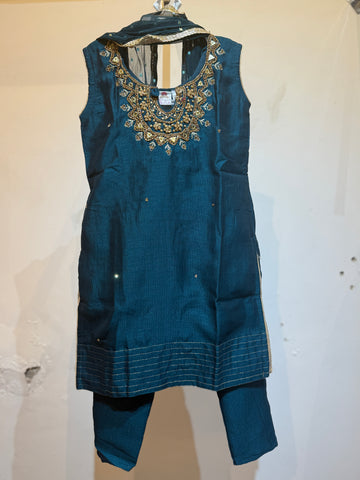 Peacock Green Straight cut kurti set
