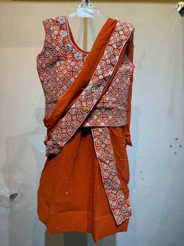 Bright Orange mirror work choli