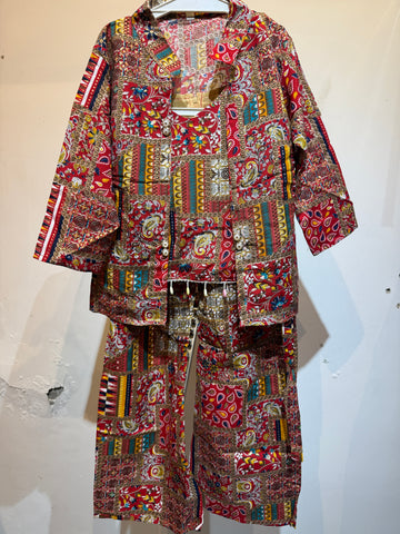 Red Box print  3pcs jacket set