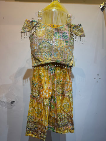 Yellow Tassel  work palazzo
