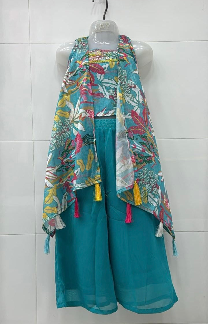 Blue tropical theme flowy shrug