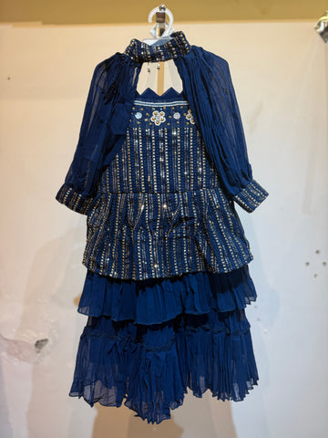 Ink blue poncho sharara