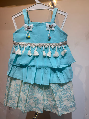 Sky blue layered top with skirt