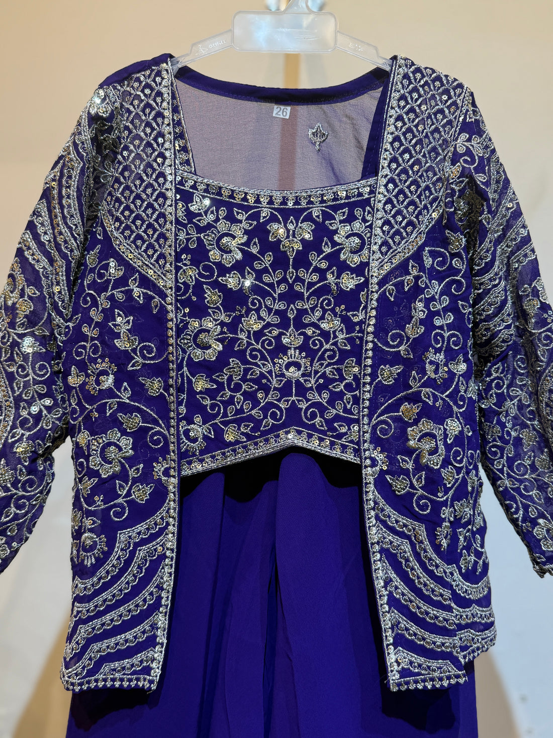 Purple Premium Festive palazzo set with medium length grand shrug