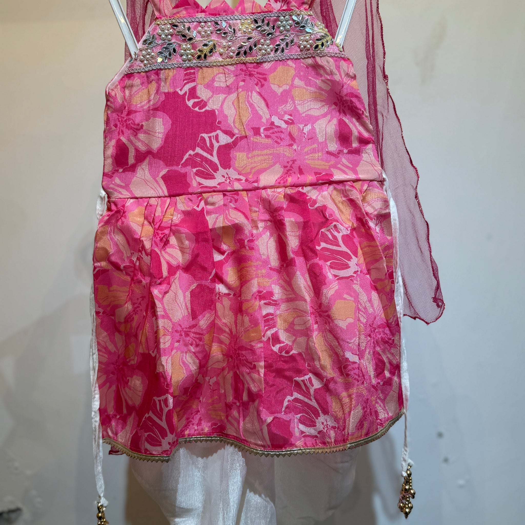 Pink tropical patiala set