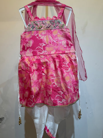 Pink tropical patiala set