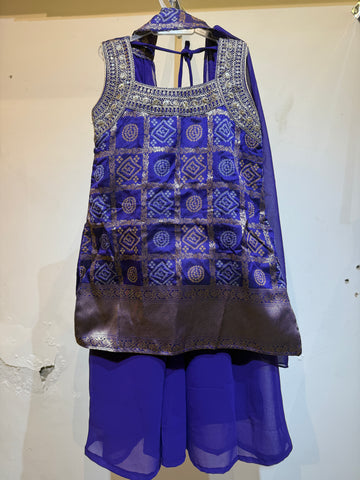 Bright purple check bhandhini sharara