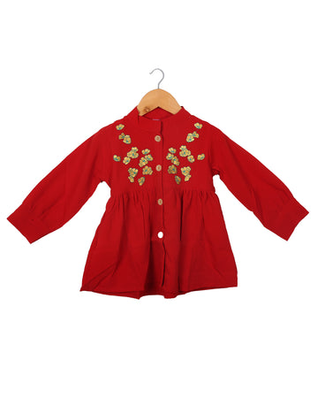 Red Embroidery Top For Kids