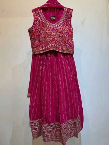 Elegant rani pink choli with orange embroidery top