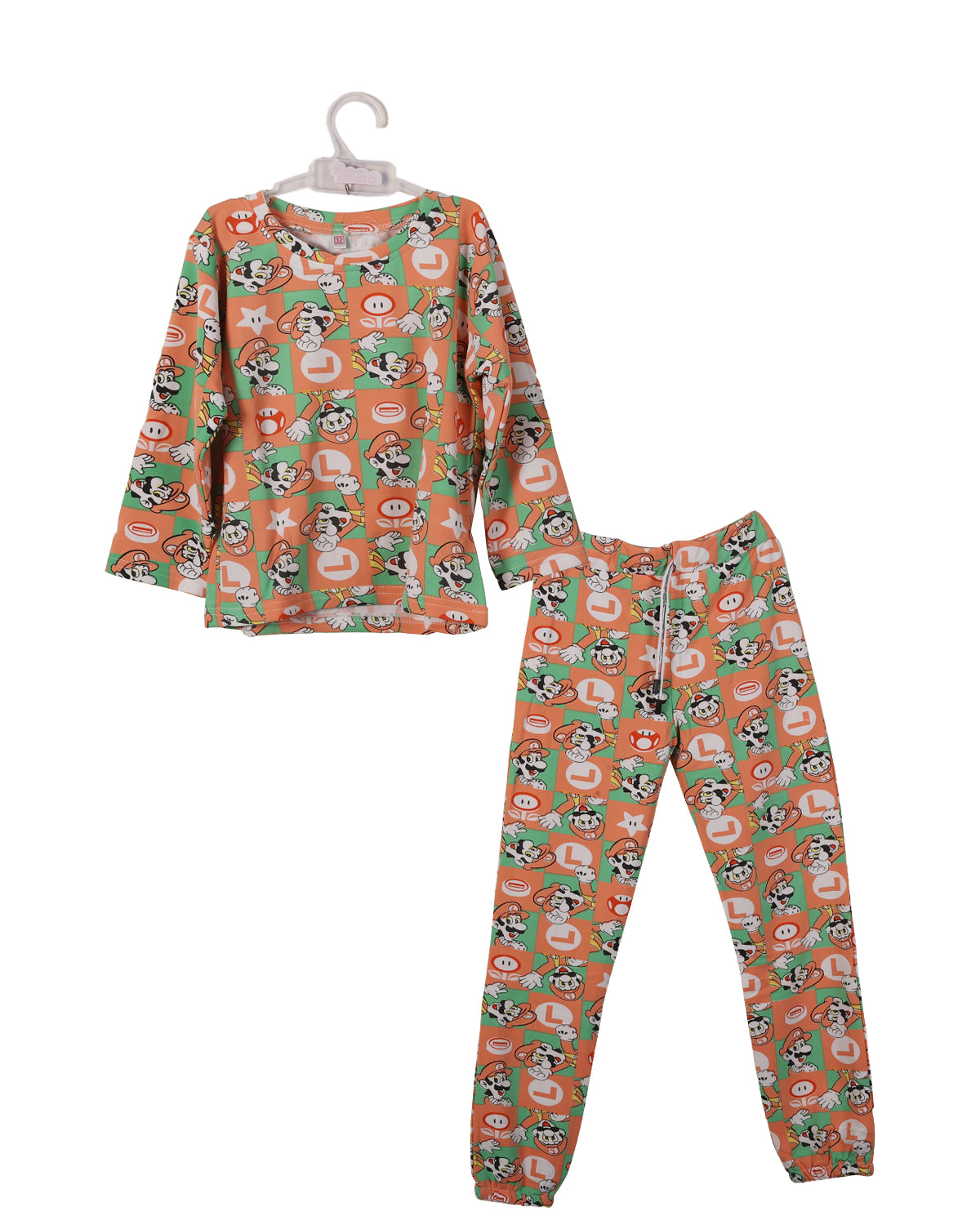 Orange Mario Co ord Set For Boys