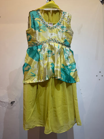 Lime Green alia cut sharara