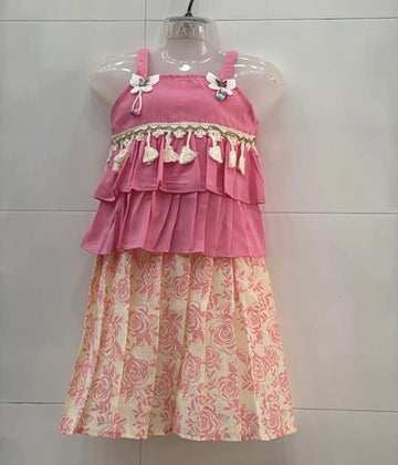 Baby pink layered top with skirt
