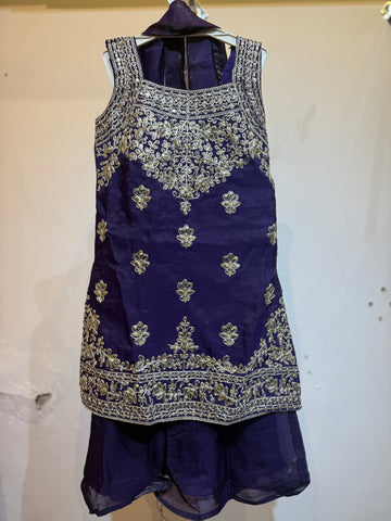 Premium purple fendi fabric full work palazzo