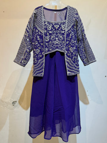 Purple Premium Festive palazzo set with medium length grand shrug