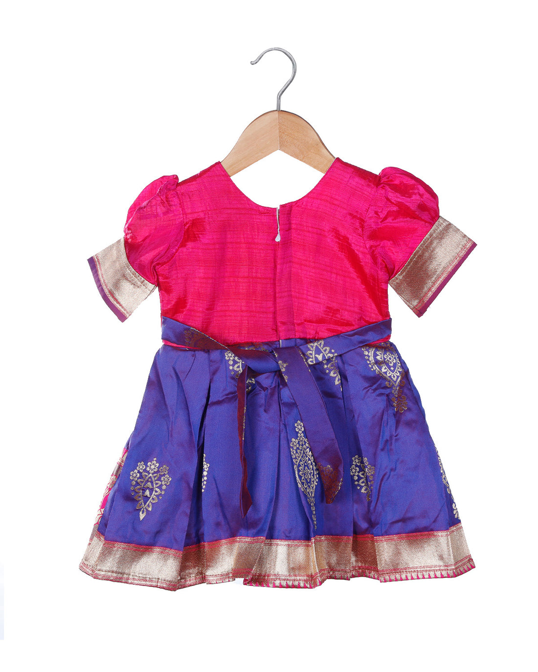 Pink with purple aariwork traditional  silk frock