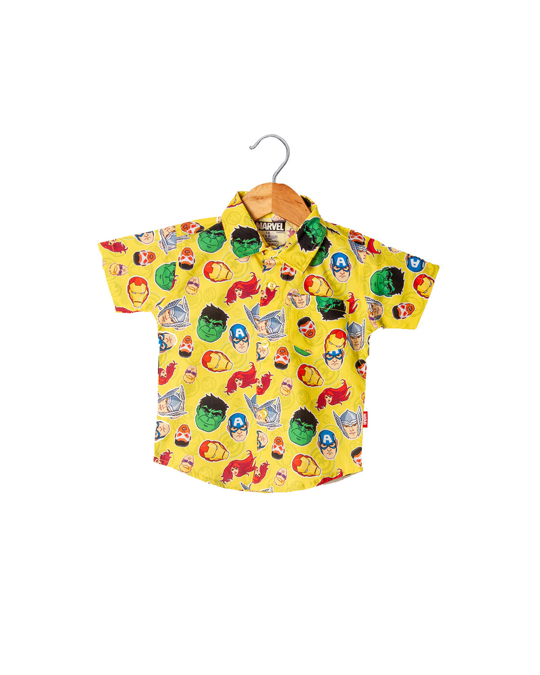 Yellow Avenger's face printed co-ord marvel set for boys