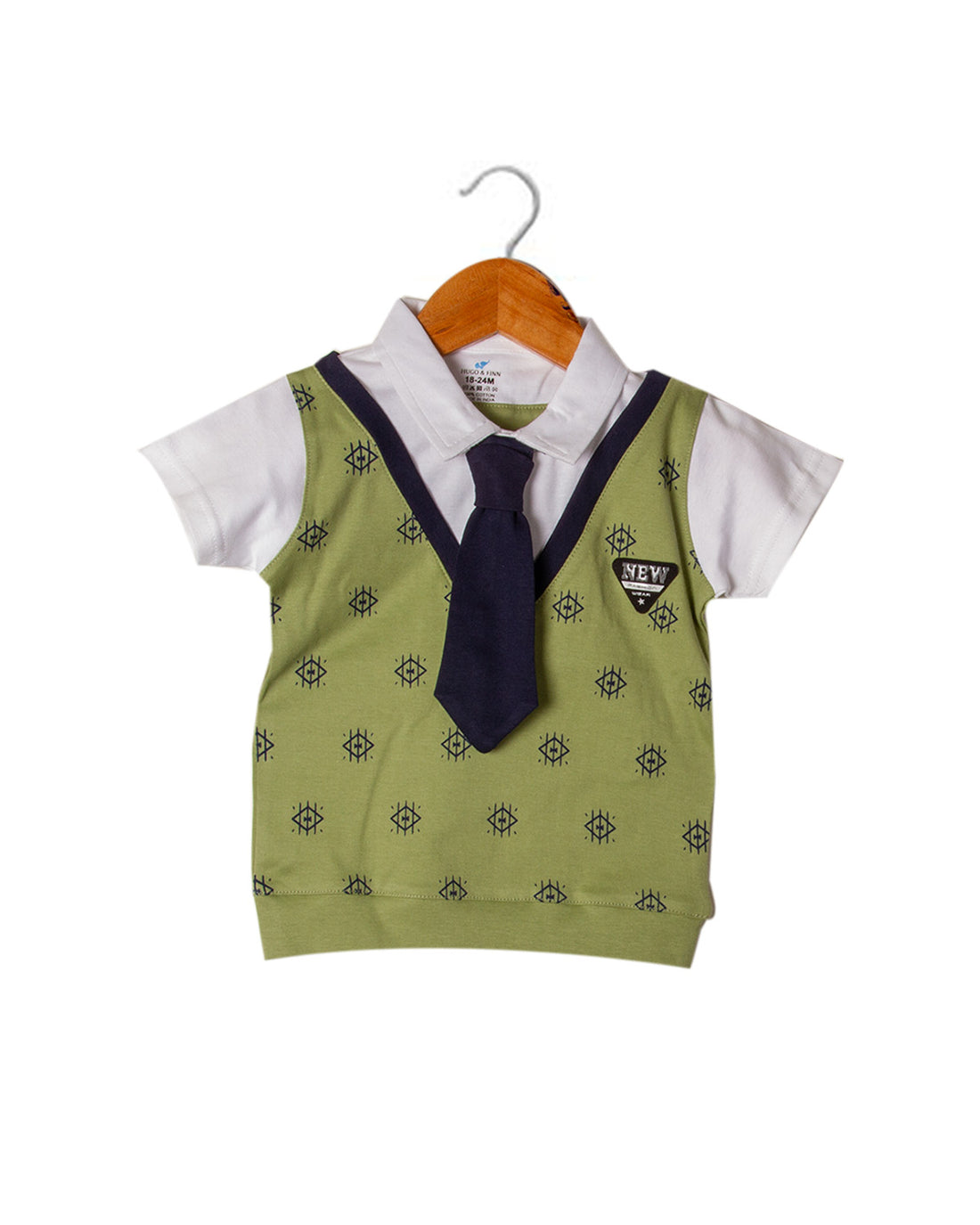 Green with blue tie coat suit for boys