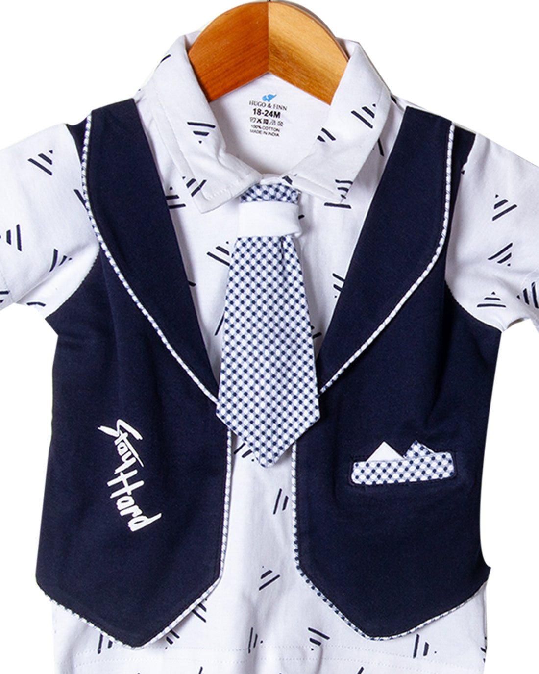 Navy and White coat suit with tie for boys