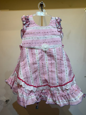 Pink ruffle sleeve frock