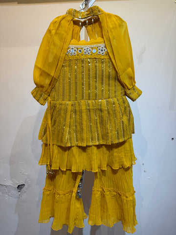 Yellow poncho sharara sequence work