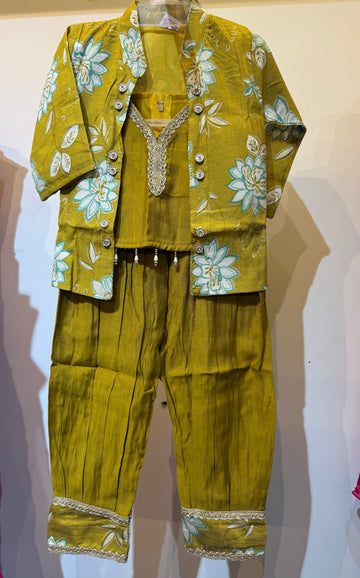 Mustard 3 piece co-ard set with jacket