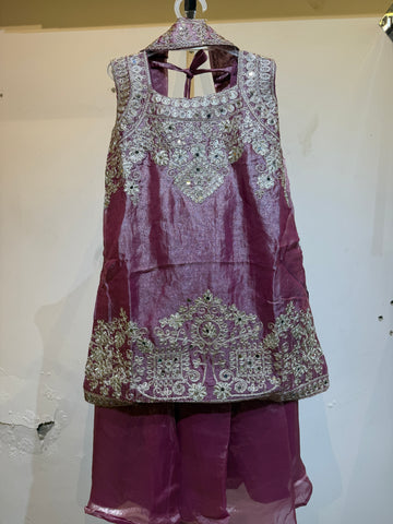 Onion Pink zari embroidery festive wear sharara