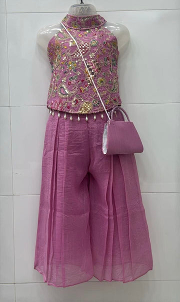 Orchid purple halter neck ethnic palazzo