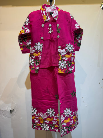 Thread embroidered co-ard set with jacket