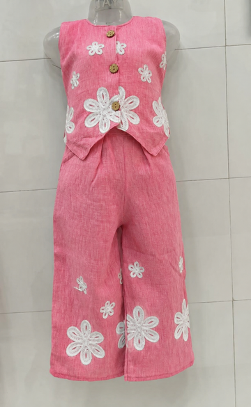 Stylish peach embroidery co-ard set