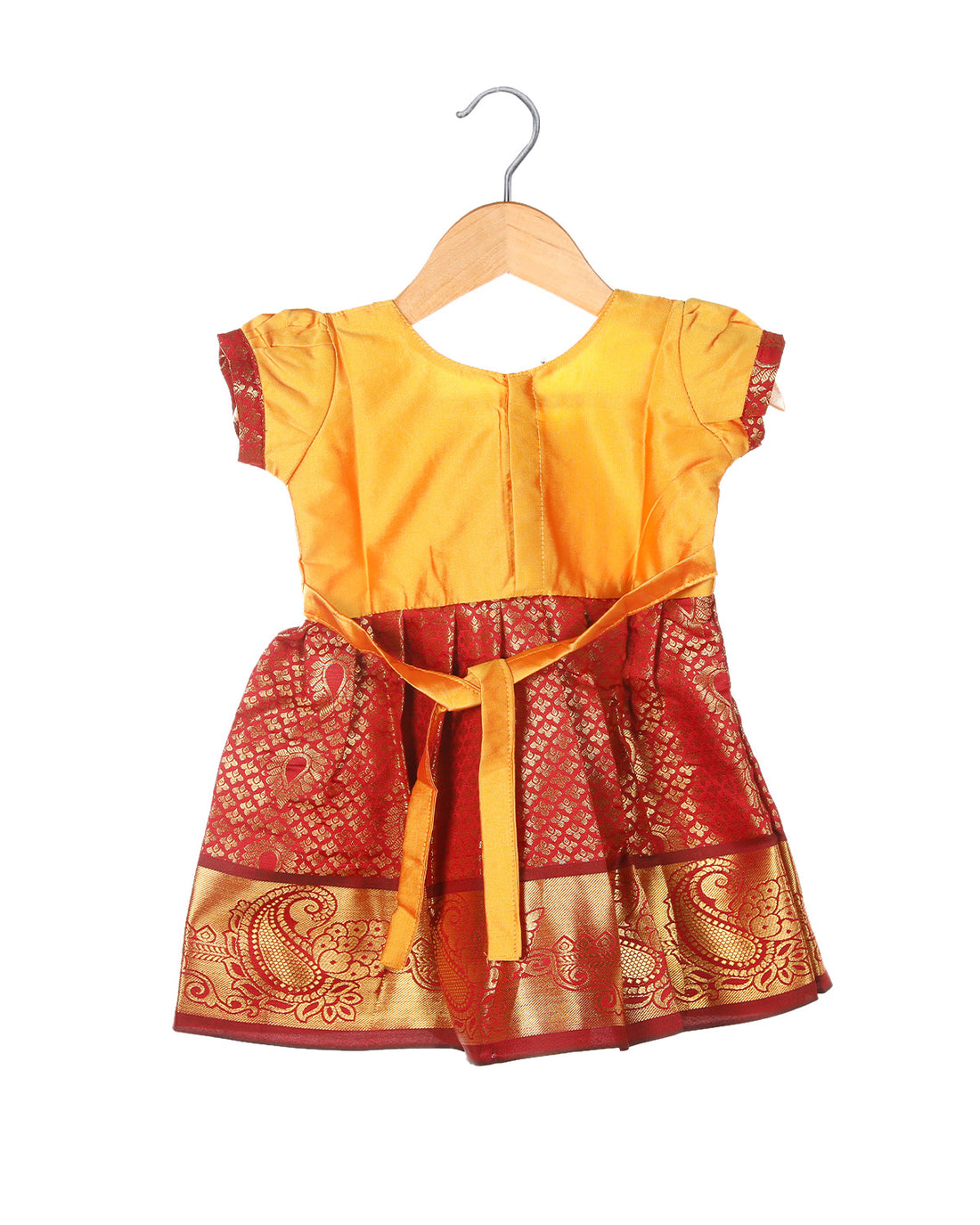 New south indian yellow and maroon traditional frock