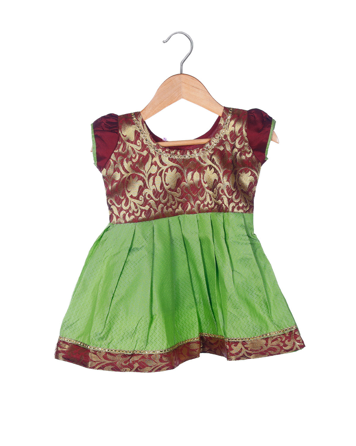 Enchanting green and brown traditional frock