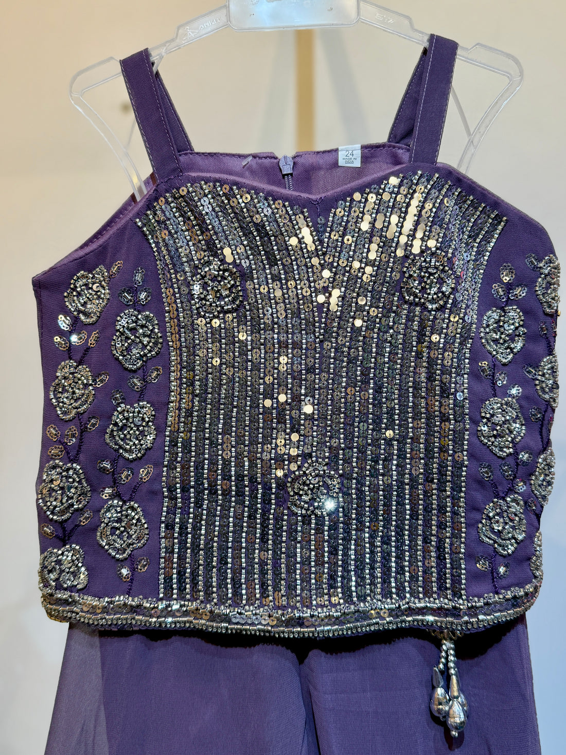 Lavender shrug model Palazzo set with heavy work top