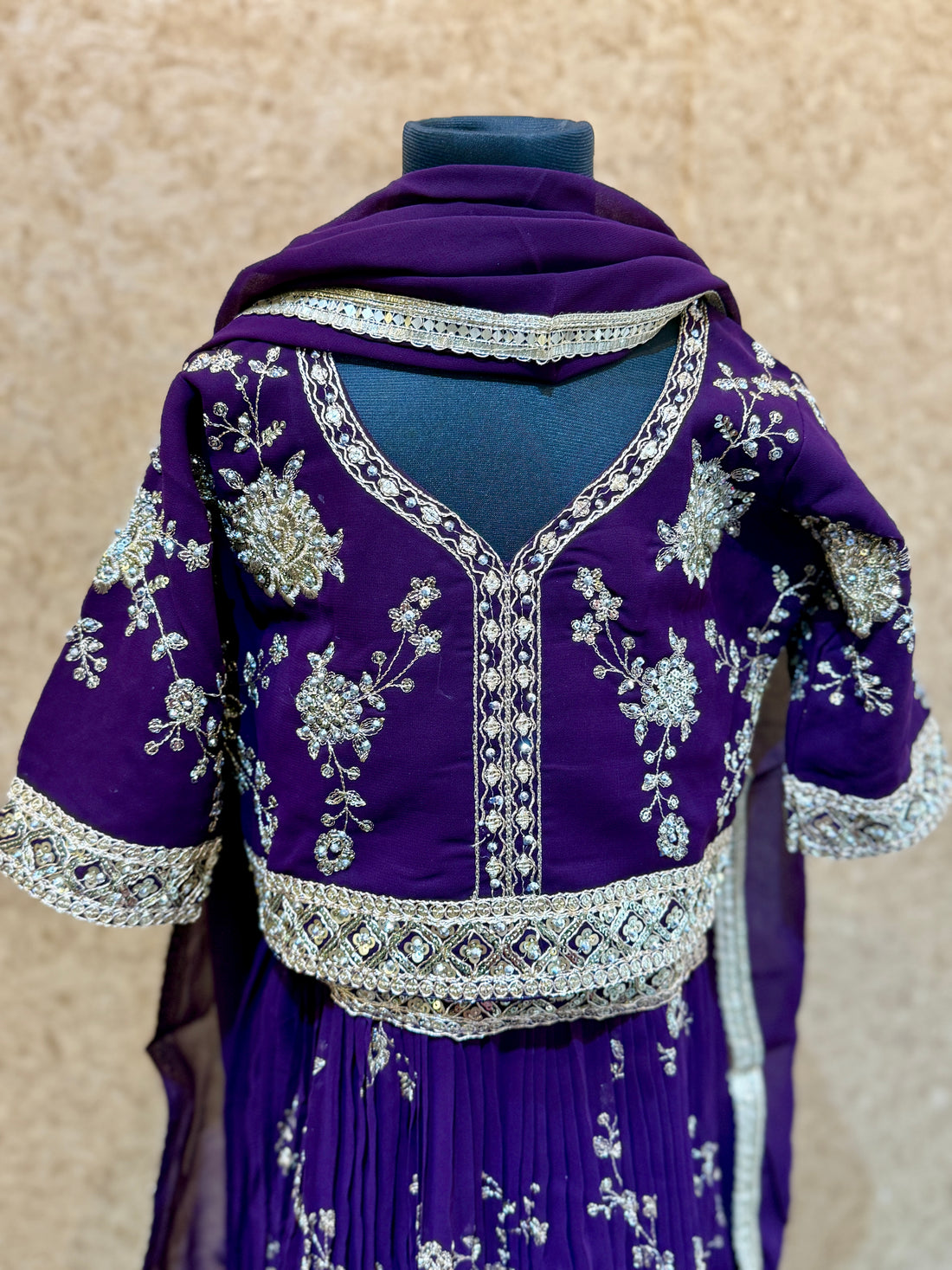 Festive Wine Lehanga choli for girls with Gold thread Embroidery
